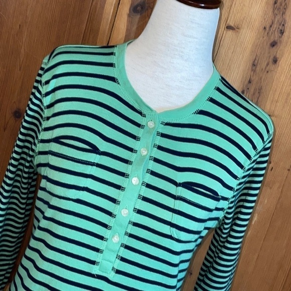 ChAPS Green & Navy Striped Chest Pocket T Shirt Sz. S - Picture 2 of 13